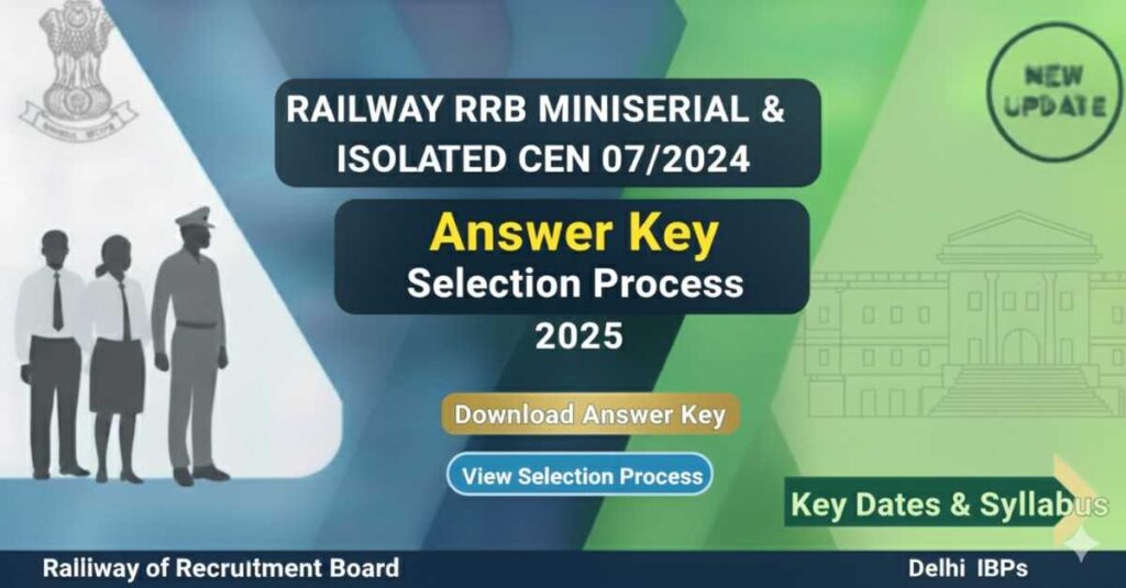 Railway RRB Ministerial & Isolated CEN 072024 Answer Key 2025